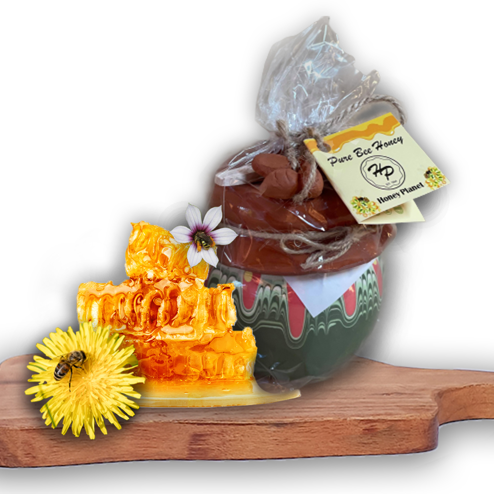 NEW!!!  Wildflower Raw Honey in Troyan Pottery