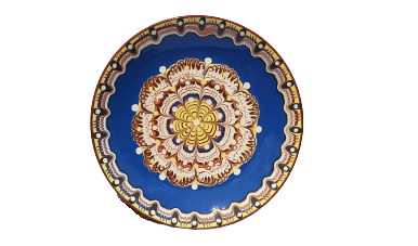 Blue Handmade Troyan Pattern Dinner Plate - 25cm 