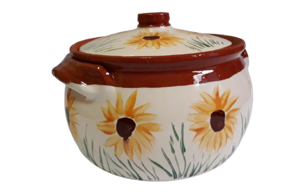 Handmade Sunflowers Decorated Baking Dish with Lid - 4.5 litres