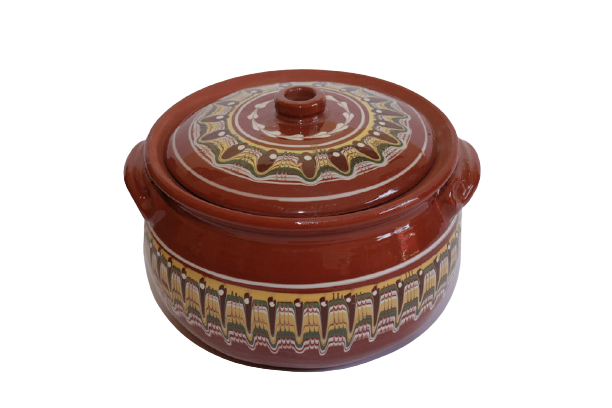 Handmade Troyan Pattern Baking Dish with Lid - 3 litres